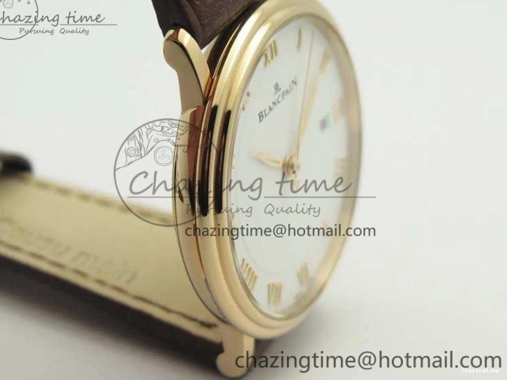 0824 Villeret 6651 RG ZF 1:1 Best Edition White Dial On Brown Leather Strap A ComfortFit 8097